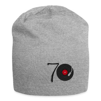 70er Jahre Musik Schallplatte - Jersey-Beanie - Grau meliert - Vorne