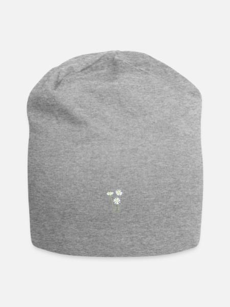 Blumen Blume Blau - Jersey-Beanie - Grau meliert