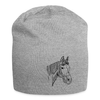 Hand-drawn horses head, illustration, riding - Jersey Beanie - heather grey - Front