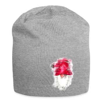 Gnom mit roter Mütze - Jersey-Beanie - Grau meliert - Vorne