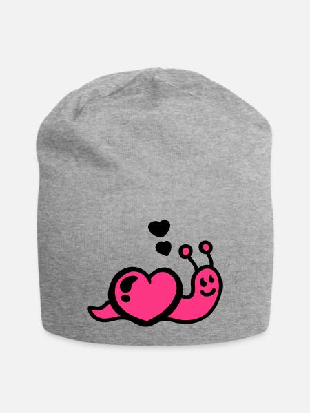 Herz Schnecke - Jersey-Beanie - Grau meliert