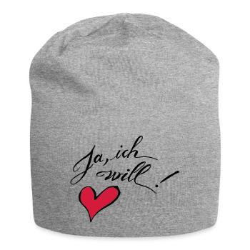 Ja, ich will! - Jersey-Beanie - Grau meliert - Vorne