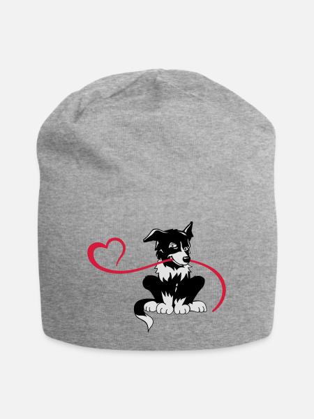 Bordercollie Love - Jersey-Beanie - Grau meliert