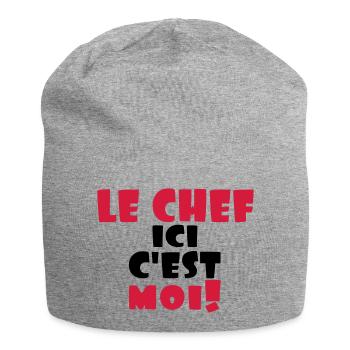 le chef ici c'est moi - Bonnet en jersey - gris chiné - Devant
