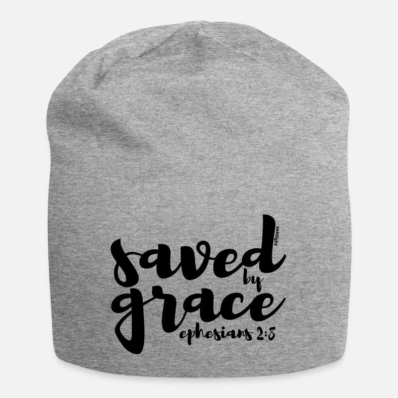 SAVED BY GRACE - Ephesians 2: 8 - Jersey Beanie - heather grey