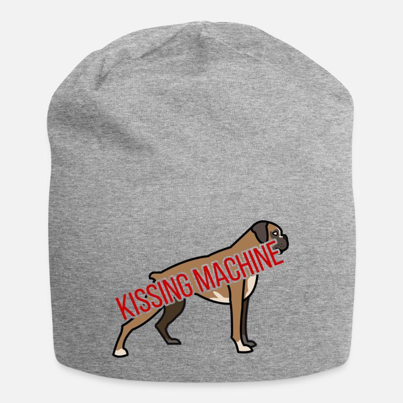 Chien / Boxer: Machine Embrasser - Bonnet en jersey - gris chiné