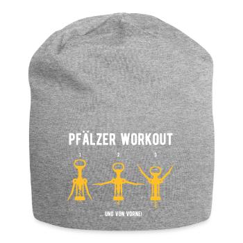 Pfälzer Workout / Workout-Shirt / Weekend / Wein - Jersey-Beanie - Grau meliert - Vorne