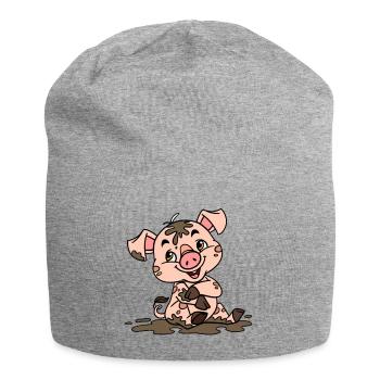 Dreckige Sau - Jersey-Beanie - Grau meliert - Vorne