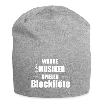 Blockflöte Instrument Geschenk - Jersey-Beanie - Grau meliert - Vorne