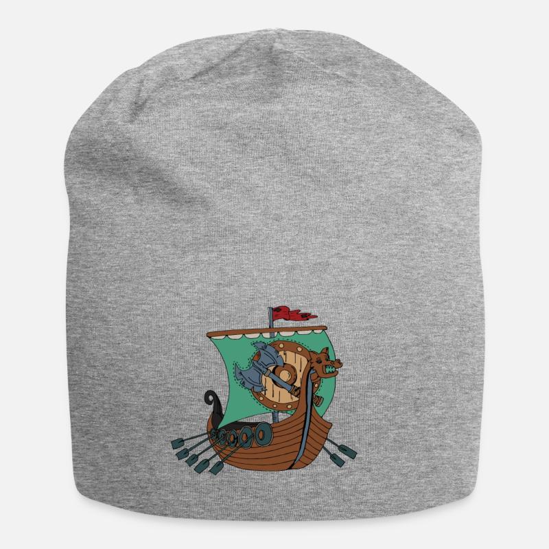 Wikinger Schiff Vikings - Jersey-Beanie - Grau meliert