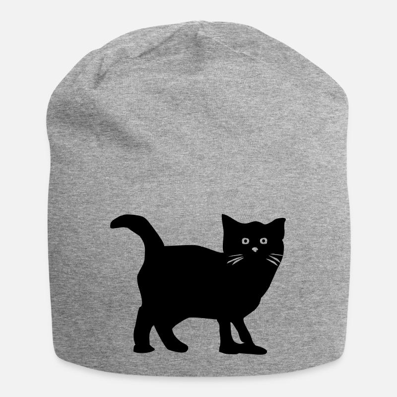 Katze - Jersey-Beanie - Grau meliert