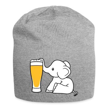 elephant beer suck alcohol drink thirst drunk - Jersey Beanie - heather grey - Front