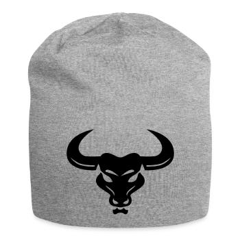 Stier - Jersey-Beanie - Grau meliert - Vorne