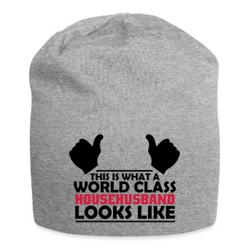 world class househusband - Jersey Beanie - heather grey - Front