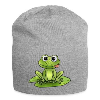 Frosch auf Seerose - Jersey-Beanie - Grau meliert - Vorne