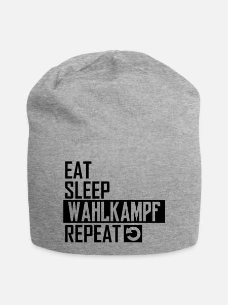 eat sleep wahlkampf repeat - Jersey-Beanie - Grau meliert