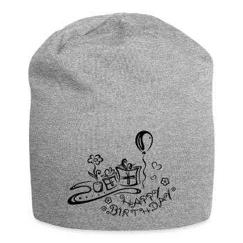 Joyeux anniversaire, félicitations - Bonnet en jersey - gris chiné - Devant