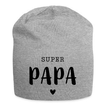 Super Papa mit Herz - Jersey-Beanie - Grau meliert - Vorne