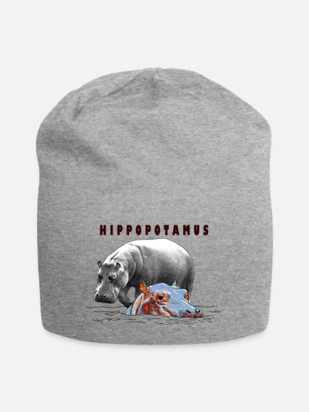 Hippopotamus, Flusspferd - Jersey-Beanie - Grau meliert