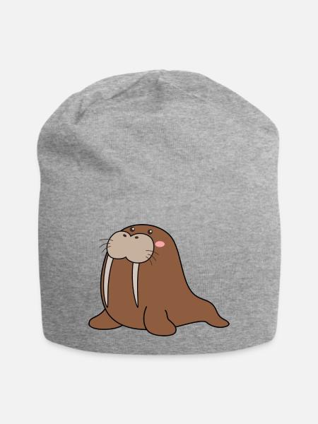Walross - Jersey-Beanie - Grau meliert