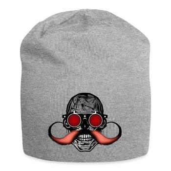 head of death hipster skull mustache mustache - Jersey Beanie - heather grey - Front