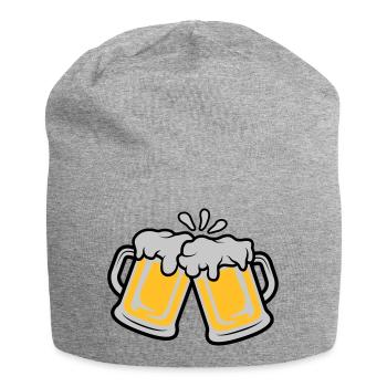 Bier Krüge anstoßen - Jersey-Beanie - Grau meliert - Vorne