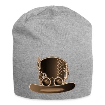 Steampunk cylinder in antique look with gears - Jersey Beanie - heather grey - Front
