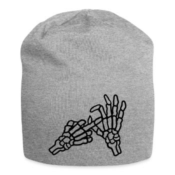 Mittelfinger Loch Geste Skelett - Jersey-Beanie - Grau meliert - Vorne