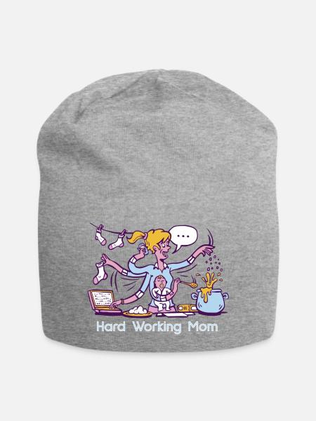 Hard working Mum - Tausendsassa Mama - Jersey-Beanie - Grau meliert