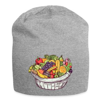 Un panier rempli de légumes et de fruits, transparent - Bonnet en jersey - gris chiné - Devant