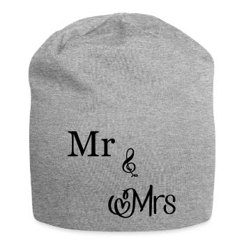Mr and Mrs - Jersey Beanie - heather grey - Front