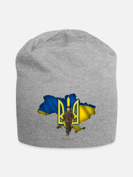 Ukraine Umriss Dreizack Selenskyj - Jersey-Beanie - Grau meliert