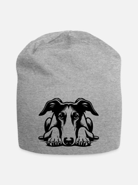 Galgo Kopf mit Pfoten - Jersey-Beanie - Grau meliert