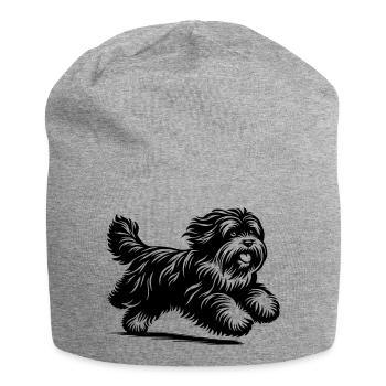 Tibet Terrier - Jersey-Beanie - Grau meliert - Vorne
