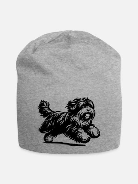 Tibet Terrier - Jersey-Beanie - Grau meliert