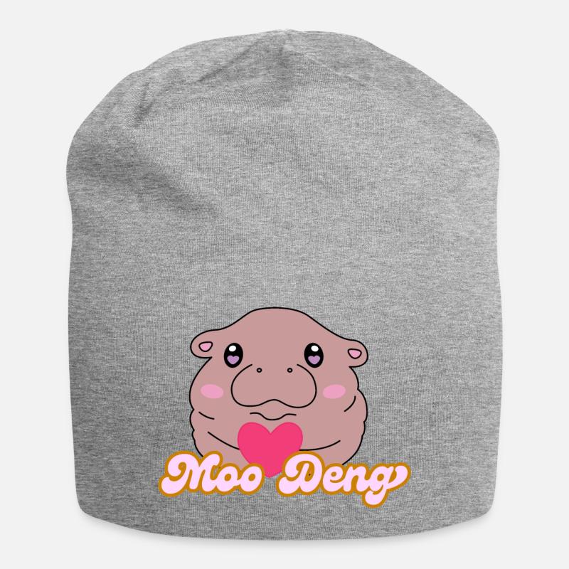 Moo Deng - Jersey-Beanie - Grau meliert