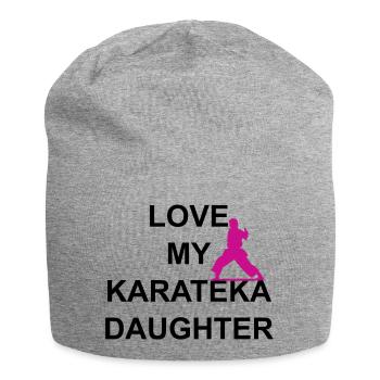 LOVE MY KARATEKA DAUGHTER (accent de couleur) - Bonnet en jersey - gris chiné - Devant