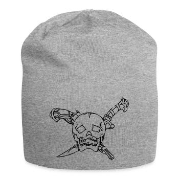 Schädel - Jersey-Beanie - Grau meliert - Vorne