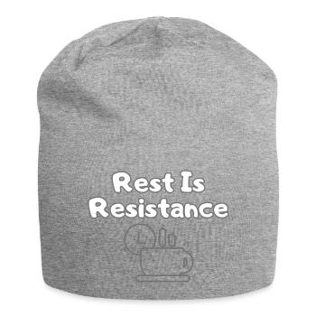 Rest Is Resistance – Anti-Stress Statement Tee - Jersey Beanie - heather grey - Front