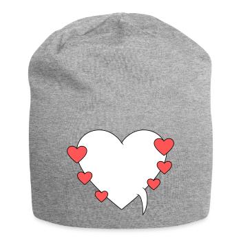 Speech bubble with hearts - Jersey Beanie - heather grey - Front