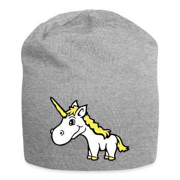 Licorne rose mignon mignon sympathique cheval de dessin animé - Bonnet en jersey - gris chiné - Devant