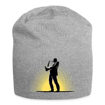 Saxofonist in Szene - Jersey-Beanie - Grau meliert - Vorne