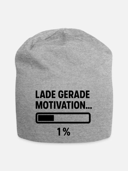 „Lade Motivation 1 %“ – Lustiger Spruch fü - Jersey-Beanie - Grau meliert