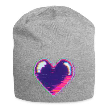 Glitchherz Neon Pixel Liebe Nerd - Jersey-Beanie - Grau meliert - Vorne