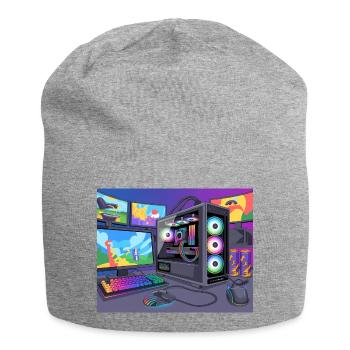 Farbenfrohes RGB-Gaming-Setup - Jersey-Beanie - Grau meliert - Vorne