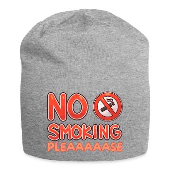 Bitte kein Rauchen, humorvolle Botschaft - Jersey-Beanie - Grau meliert - Vorne