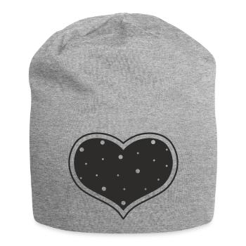 Herz gepunktet – Minimalistisches Herz Design - Jersey-Beanie - Grau meliert - Vorne