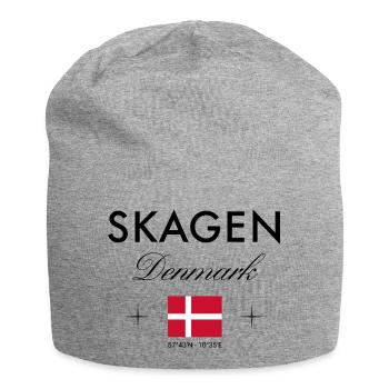 Skagen, Denmark, coordinates, travel, souvenir - Jersey Beanie - heather grey - Front