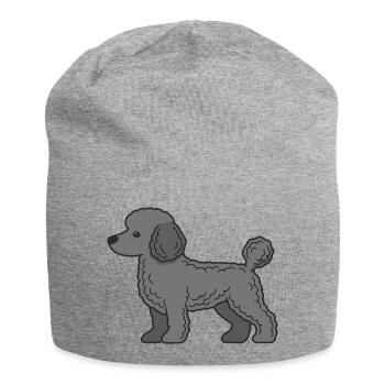 Poodle Silhouette Grey - Jersey Beanie - heather grey - Front