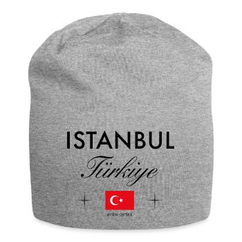 Istanbul Turkey Coordinates Travel Souvenir - Jersey Beanie - heather grey - Front